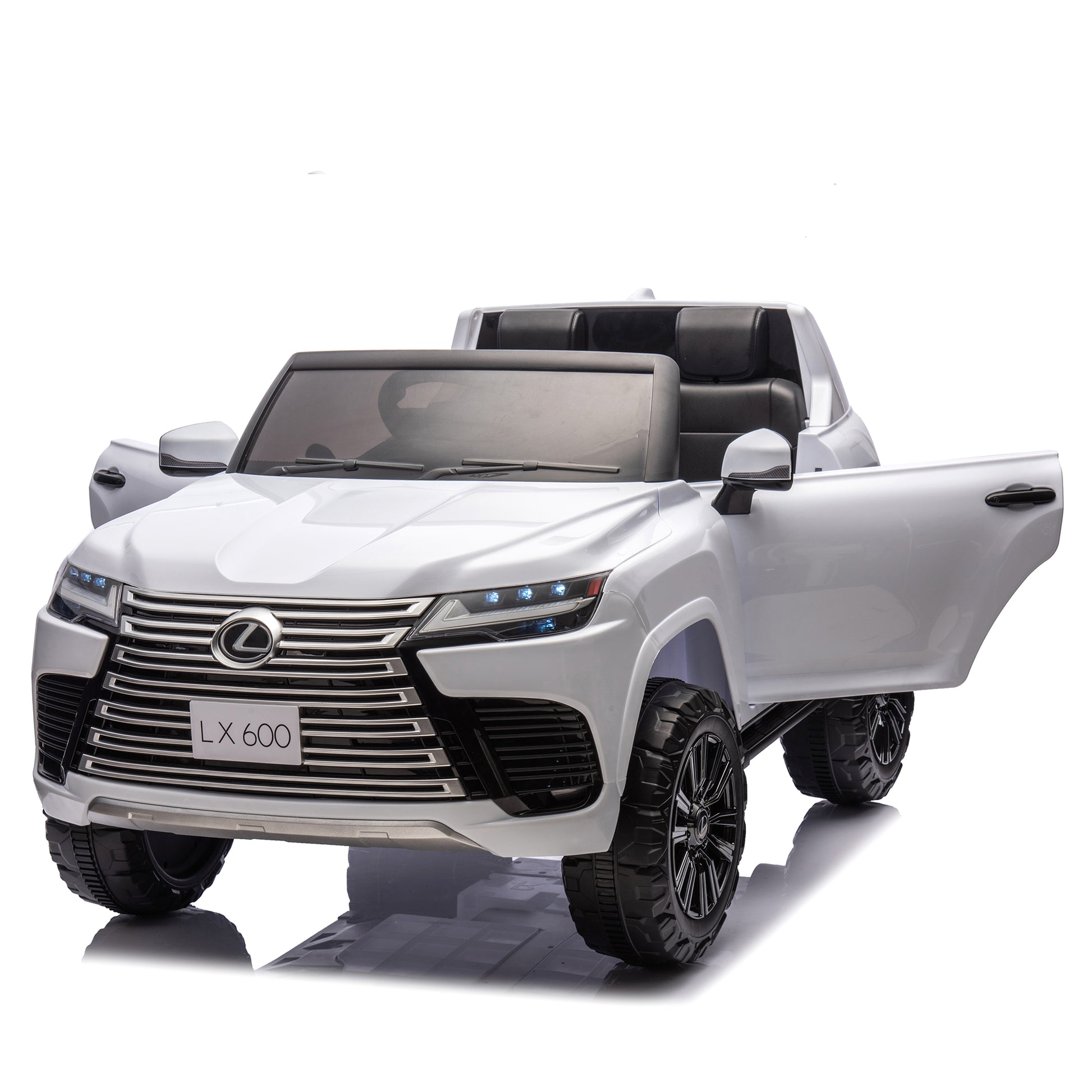 Licensed Lexus Lx600 24V Two Seater Kids Ride On Car W Parents Control,Seat Width 20 Inches,2Wd,Four Wheel Suspension,Bluetooth,Mp3,Music,Adjustable Volume,Power Display,Speeds 1.86 3.11Mph For Kids. White Polypropylene