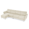 Modern Sofa 3 Seat Couch With Stainless Steel Trim And Metal Legs For Living Room,Package Compression Sofa Technology,Beige Beige Foam 3 Seat