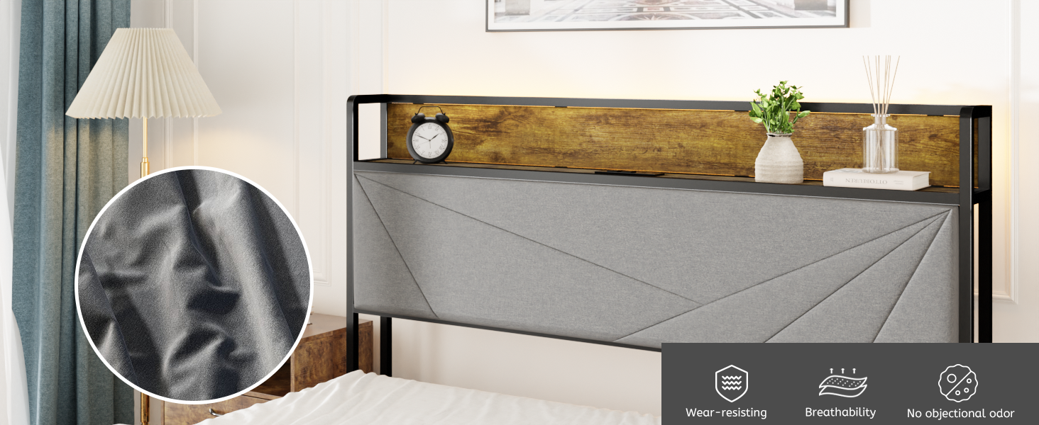 Queen Size Bed Frame With 4 Storage Drawers And 2 Usb Ports, Upholstered Platform Bed Frame With Storage Headboard Charging Station And Metal Slat Support, No Box Spring Needed, Dark Grey. Box Spring Not Required Queen Dark Grey Metal Bedroom Bed Frame