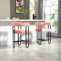 Coolmore Bar Stools Set Of 2, Modern Bar Stool With Back, Black Metal Frames, Upholstered Bar Stools For Kitchen Island, Pub, Club Pink Chenille Pink Dining Room Foam Chenille