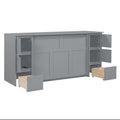 Full Size Murphy Bed With Drawers, Cabinets And Usb Ports,Gray Full Gray Mdf Lvl