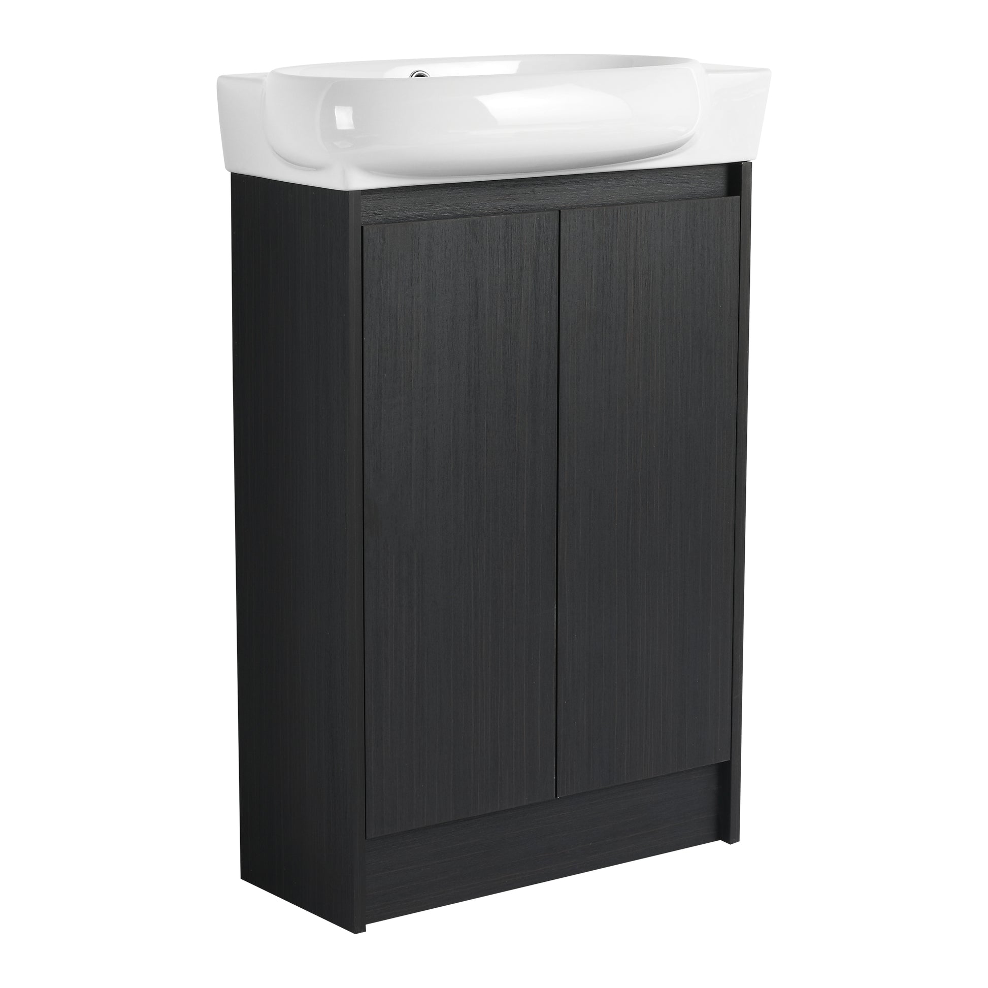 23" Freestanding Bathroom Vanity With Sink, Soft Close Doors Black Chestnut Bathroom Modern Plywood