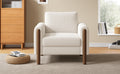 Oversized Accent Chair, Upholstered Living Room Chairs Single Sofa Chair With Walnut Legs, Curved Handrail, White White Teddy