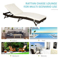 Outsunny Patio Chaise Lounge, Pool Chair With 5 Position Adjustable Backrest & Cushion, Outdoor Pe Rattan Wicker Sun Tanning Seat, 78.75
