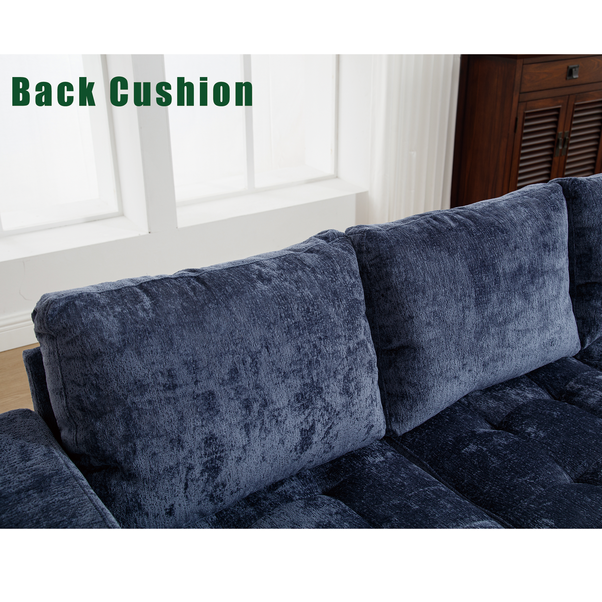 Arrived 5 Seat Modular Sofa,With Storage Ottoman, Convertible Sectional Sofa, L Shaped Couchreversible Chaise ,Riveted Sofa,Chenille, Blue Blue Polyester Wood Primary Living Space Medium Soft Cushion Back Modern Square Arms Foam Metal & Wood 5 Seat