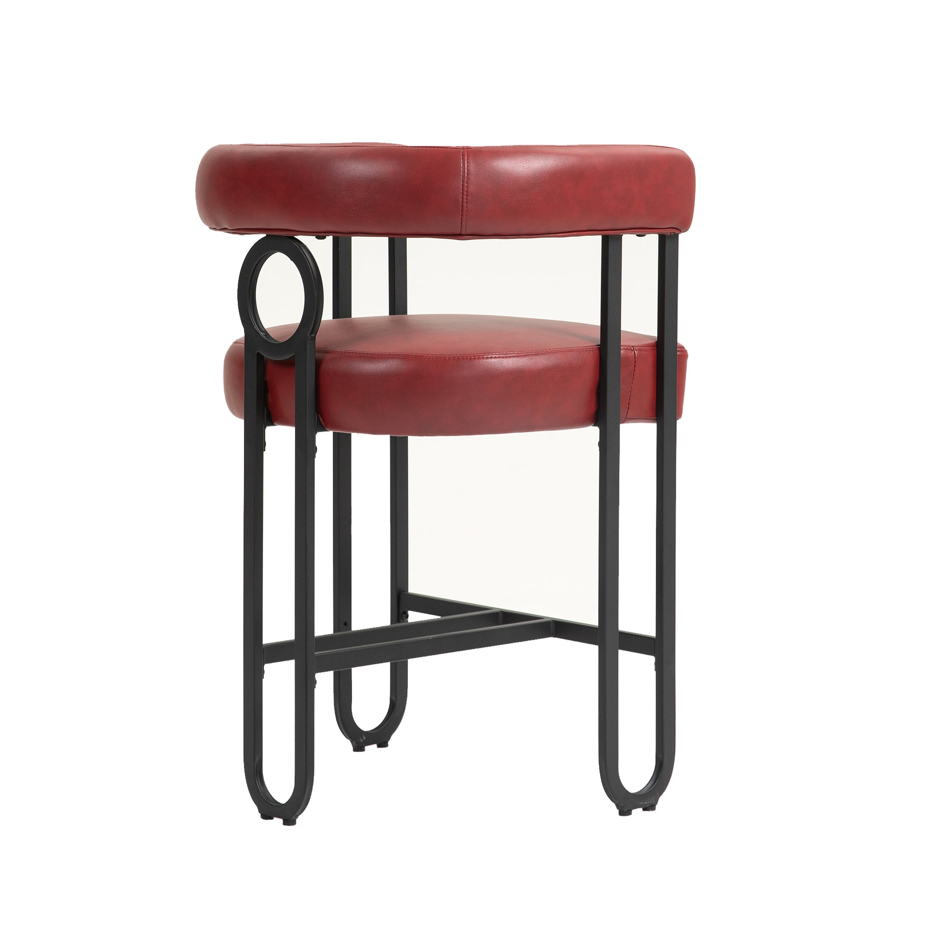 Coolmore Bar Stools Set Of 2, Modern Bar Stool With Back, Black Metal Frames, Upholstered Bar Stools For Kitchen Island, Pub, Club Wine Red Pu Wine Red Dining Room Foam Pu Leather