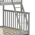 Twin Over Full Bunk Bed With Storage Drawers, Wooden Bunk Bed With Ladder And Safety Guard Rails Gray Full Gray Wood