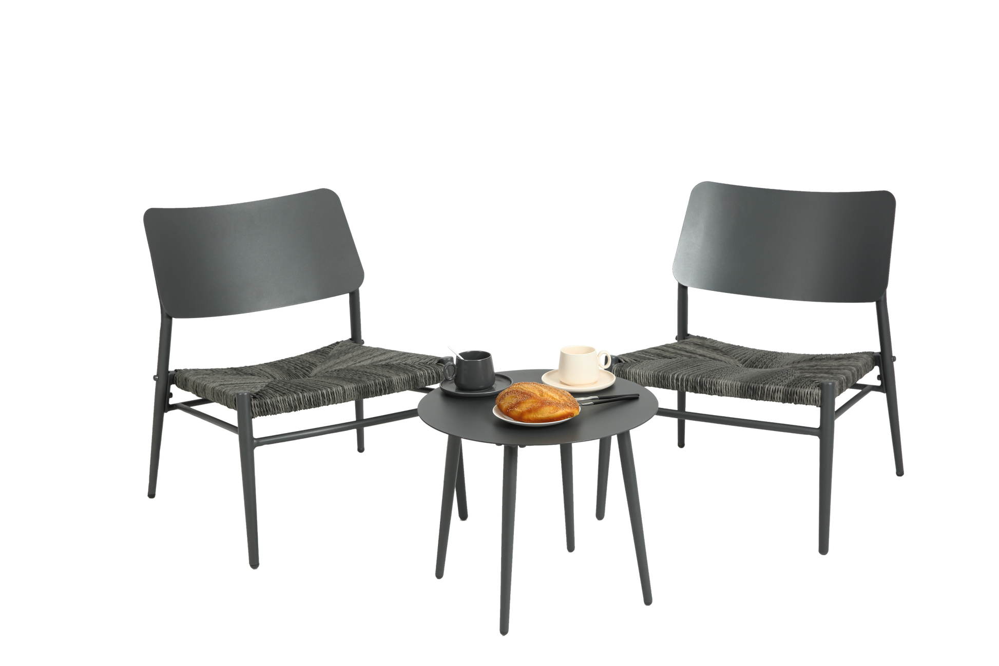 Aluminium 3 Piece Patio Set Bistro Table And Chairs Setbackyard, Garden, Living Room, Light Gray Grey Steel