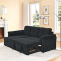 Corduroy Tufted Upholstered Sleeper Sectional Sofa, L Shaped Modular Convertible Sofa With Reversible Storage Chaise, Pull Out Sleep Couch Bed And Reclining Backrest Perfect For Living Space, Black Full Black Corduroy