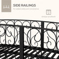 Outsunny 7' Metal Arch Garden Bridge With Safety Siderails, Decorative Arc Footbridge With Delicate Scrollwork 