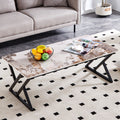 A Modern Minimalist Style Marble Patterned Coffee Table With Black Metal Legs. Computer Desk. Game Table. Tea Table. Ct Xx White Black Sintered Stone