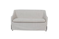 Slip Covered Settee With Casters Beige Upholstered