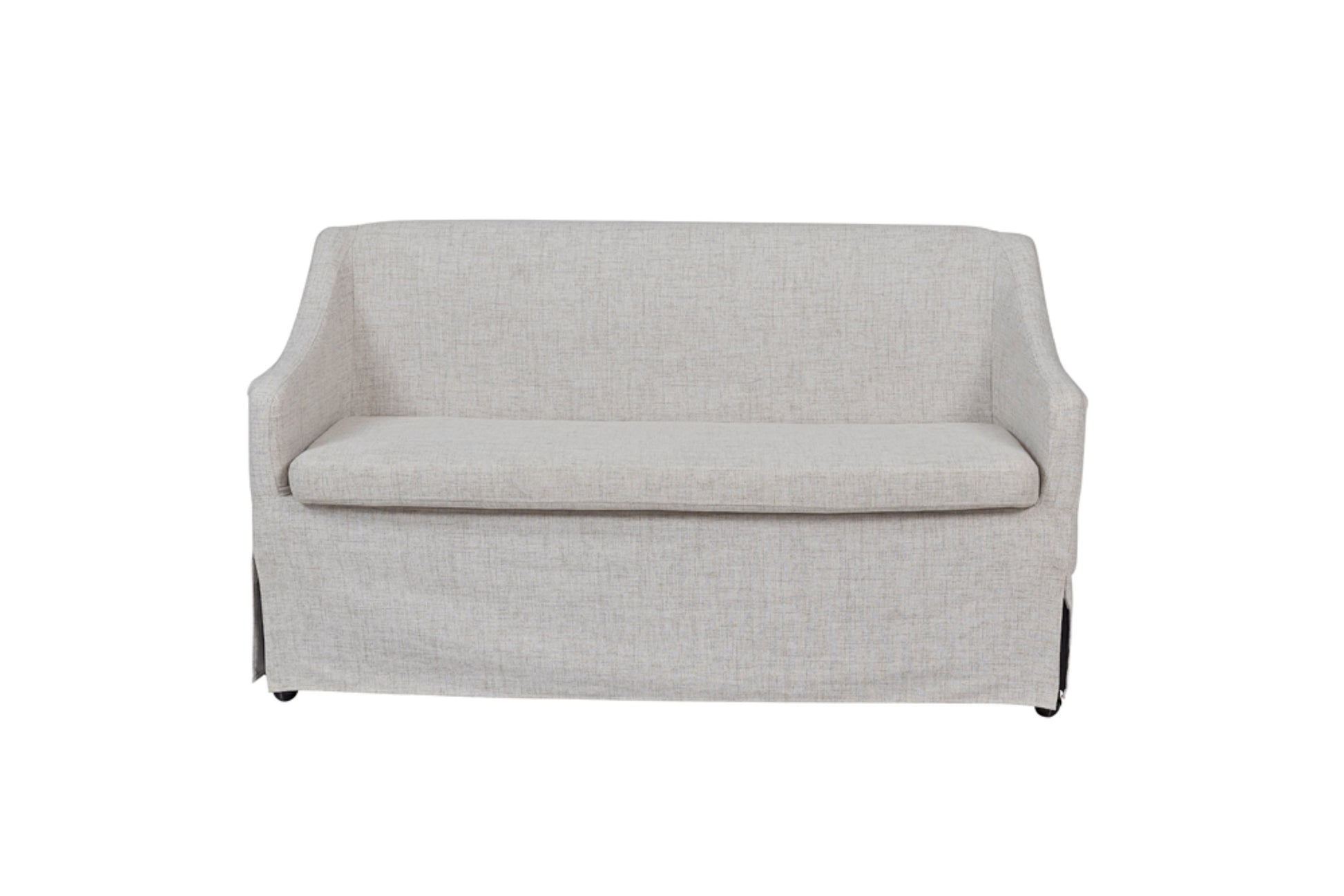 Slip Covered Settee With Casters Beige Upholstered