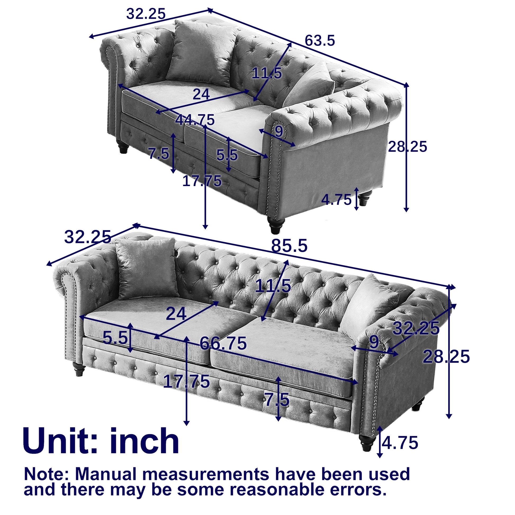 Fx 3 Seats 2 Seats Combo Sofa Modern Living Room Sofa With Solid Wood Frame And Wooden Feet, 4 Cushions, Apartment Sofa Furniture For Living Room, Living Room, Office Grey Wood Pine Foam Fabric 5