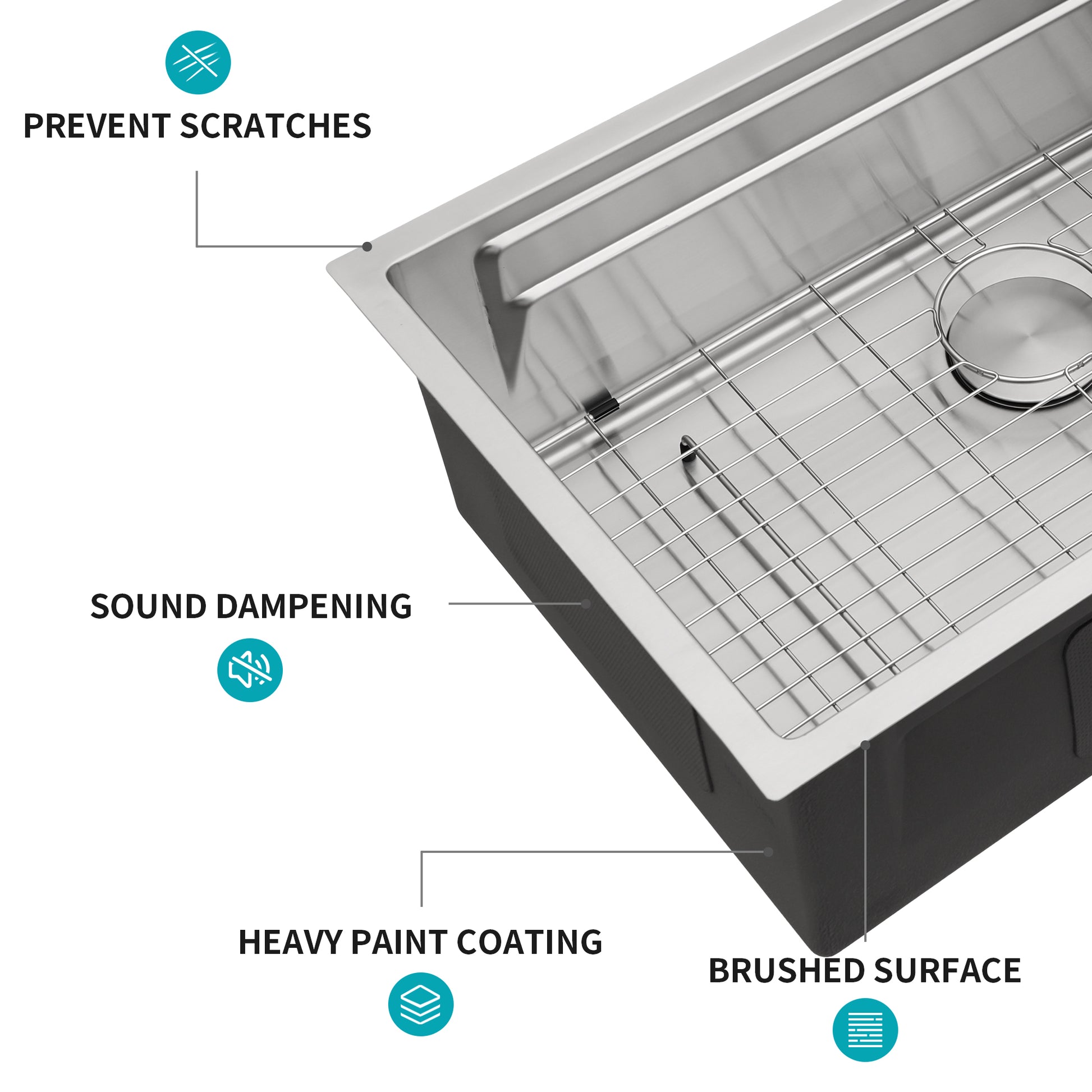 33" Undermount Kitchen Sink 33*19 Inch Single Bowl 16 Gauge Stainless Steel Ledge Workstation Kitchen Sinks Brushed Nickel Stainless Steel