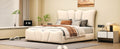 Full Size Upholstered Platform Bed Velvet Upholstered Bed, Beige Full Beige Velvet