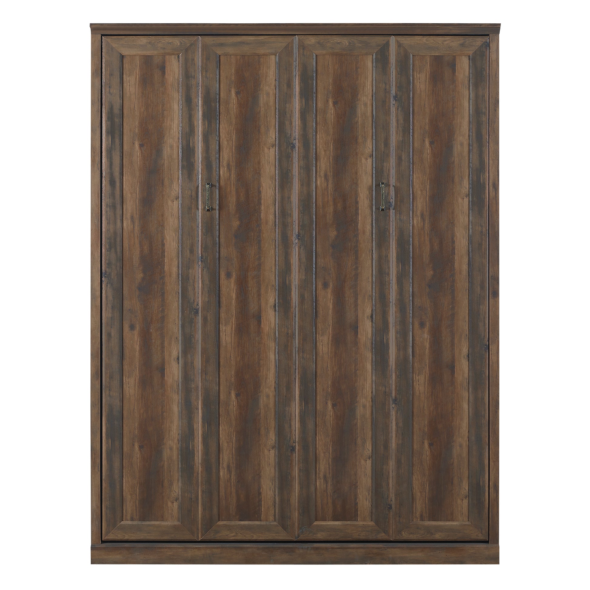 Queen Size Half Self Close And Open Murphy Bed Cabinet Space Saving Bed Perfect For Guest Room, For Bed Room, Guest Room, Home Office, Brown Box Spring Not Required Queen Brown Wood Brown Pine Murphy Pine