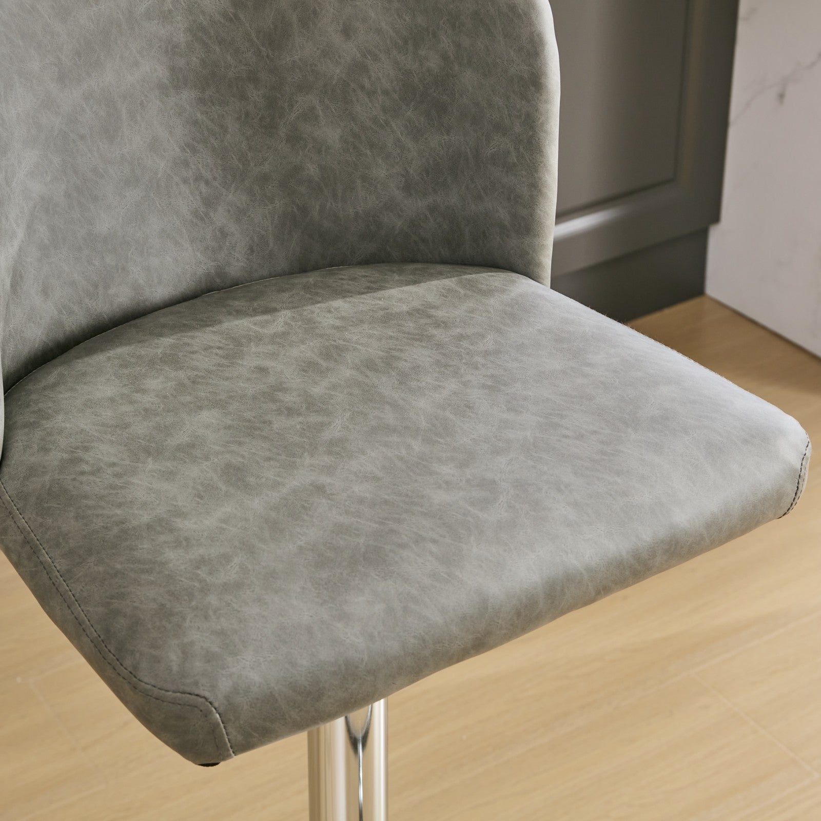 Swivel Barstools Adjusatble Seat Height With Chrome Base, Modern Pu Upholstered Bar Stools With The Whole Back Tufted, For Home Pub And Kitchen Island,Gray, Set Of 2 Gray American Design Bar Stools Set Of 2 Foam Pu Leather