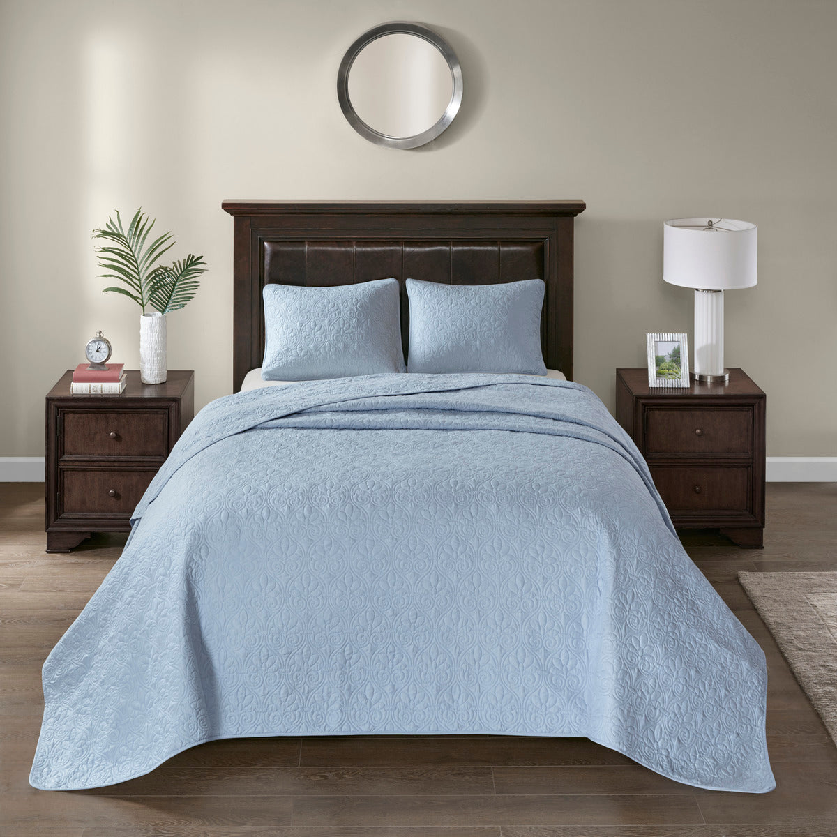 Reversible Quilt Set Blue Twin Twin Xl Blue Cotton