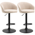 Homcom Adjustable Swivel Bar Stools Set Of 2, Linen Touch Fabric, Beige Beige Polyester