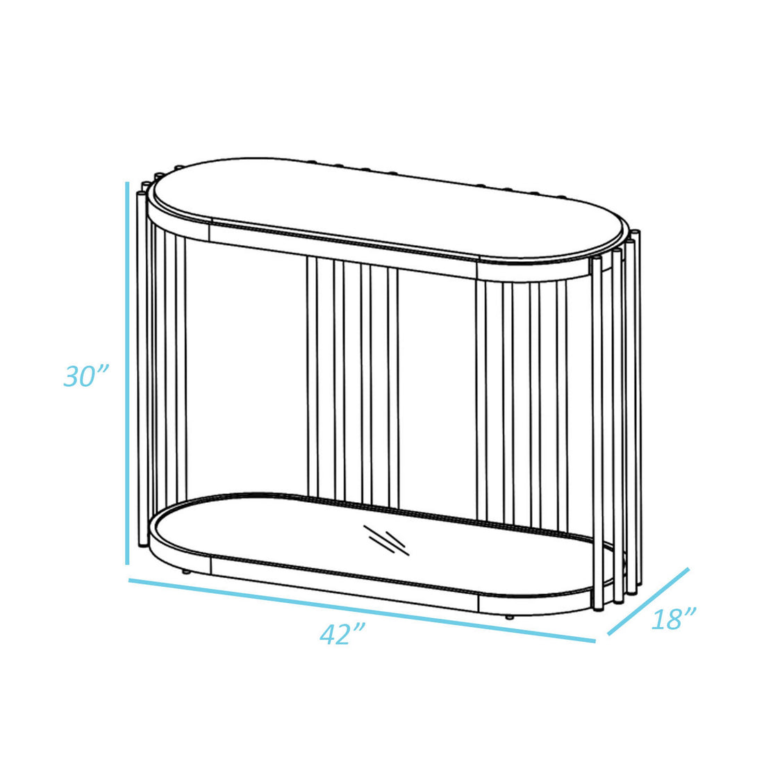 Kein 42 Inch Oblong Sofa Console Table, White Faux Marble Top, Steel Frame White Gold Marble Metal