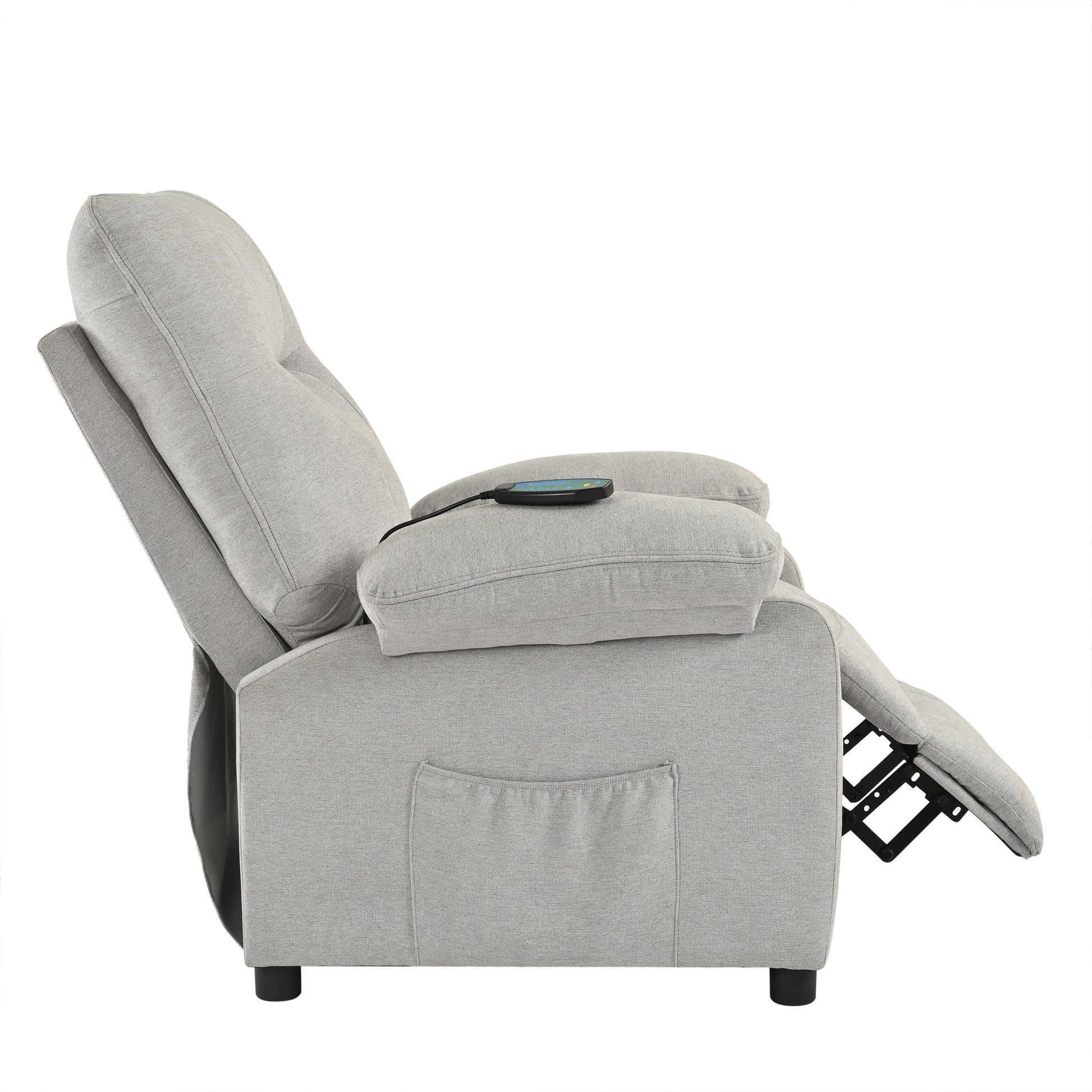 Recliner Chair With Message And Heater, Recliner Chair For Adult, Manual Control Message Chair Grey Steel