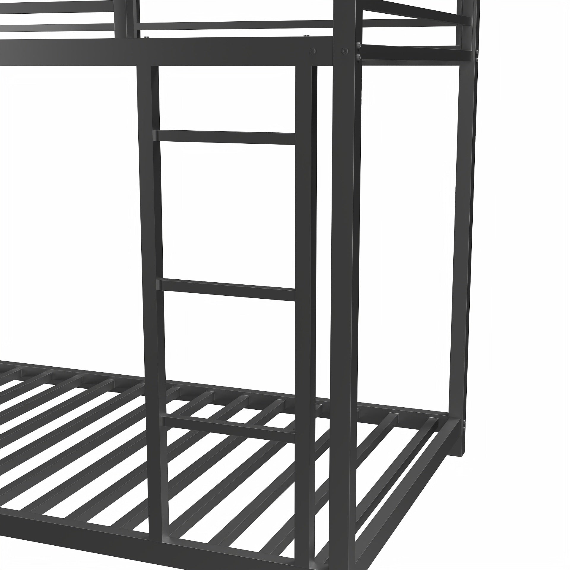 Metal Twin Over Full Bunk Bed Heavy Duty Sturdy Metal Noise Reduced Safety Guardrail No Box Spring Needed,Black Twin Black Metal Metal