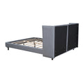 Queen Size Upholstered Platform Bed With Led Lights And U Shaped Headboard, Linen Fabric, Gray Queen Gray Wood Metal