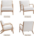 Living Room Accent Arms Bedroom,Office,Apartment, Reading Chair, Single, Linen Fabric White 2 White Wood