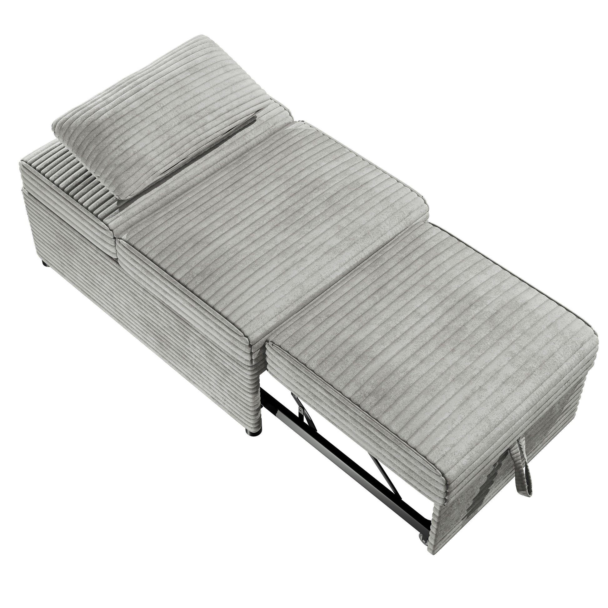 Contemporary Sleeper Sofa Chair Pillow Plush Tufted Seat 1Pc Convertible Sofa Ash Color Wide Welt Corduroy Natural Ash Corduroy Wood Primary Living Space Pillow Back Contemporary,Modern,Transitional