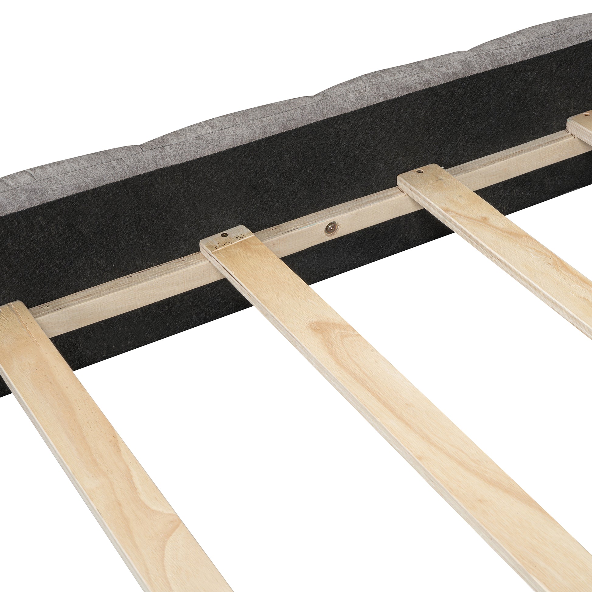 Queen Size Upholstered Platform Bed With Thick Fabric, Polyester, Gray Queen Gray Polyester