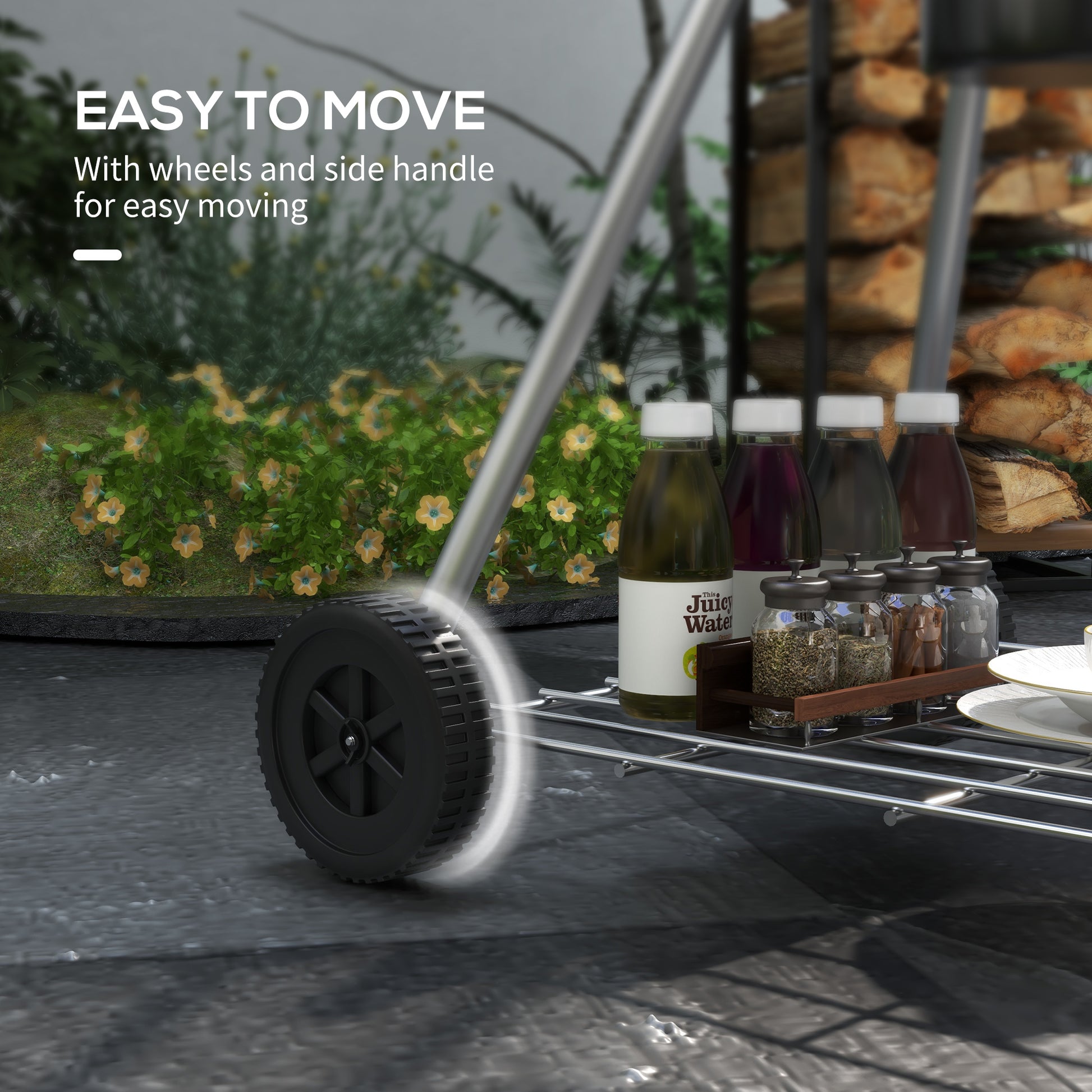 Outsunny 21" Kettle Charcoal Bbq Grill Trolley With 360 Sq.In. Cooking Area, Outdoor Barbecue With Shelf, Wheels, Ash Catcher And Built In Thermometer For Patio, Backyard Party, Green Green Steel