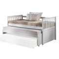 White Slatted Armrest Twin Daybed With Roll Out Bed Box Spring Not Required Twin White Wood White Wood
