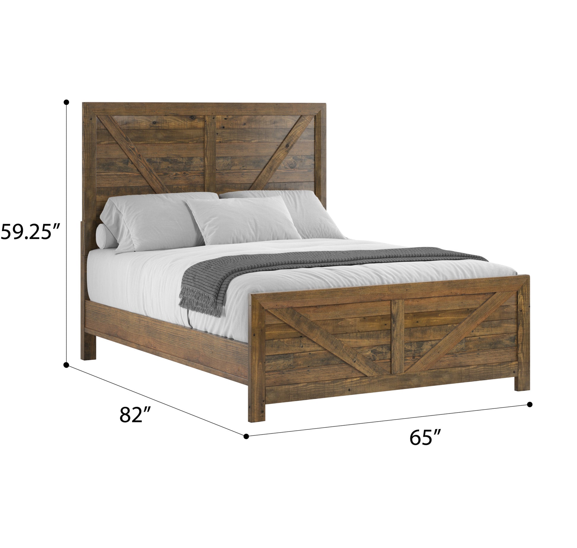 Lisque Brown Queen Bed Queen Brown Solid Wood