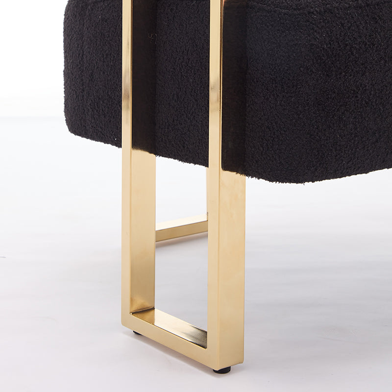 Ts Teddy Velvet Upholstered Metal Foot Sofa Black Gold Teddy 1 Seat
