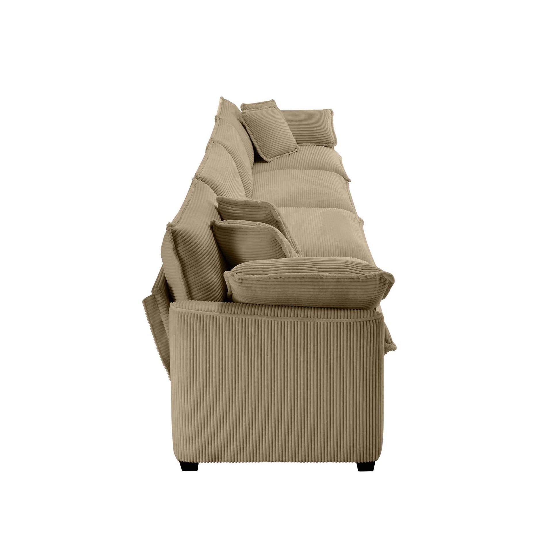 Corduroy Sofamodern Upholstered 4 Seater Corduroy Fabric Sofaoffice Living Room Apartment Comfortable Sofa, Easy To Assemble With 2 Arm Pillows And 4 Throw Pillows Tan Corduroy 4 Seat