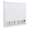 Queen Size Murphy Bed Wall Bed With Top Cabinets,White Queen White Plywood