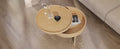 Modern Round Wood Rotating Tray Coffee Table With Storage & Metal Legs In Natural Natural Metal,Rubber Wood