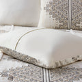 4 Piece Printed Comforter Set With Throw Pillow Black Ivory King Cal King King Black Ivory Polyester