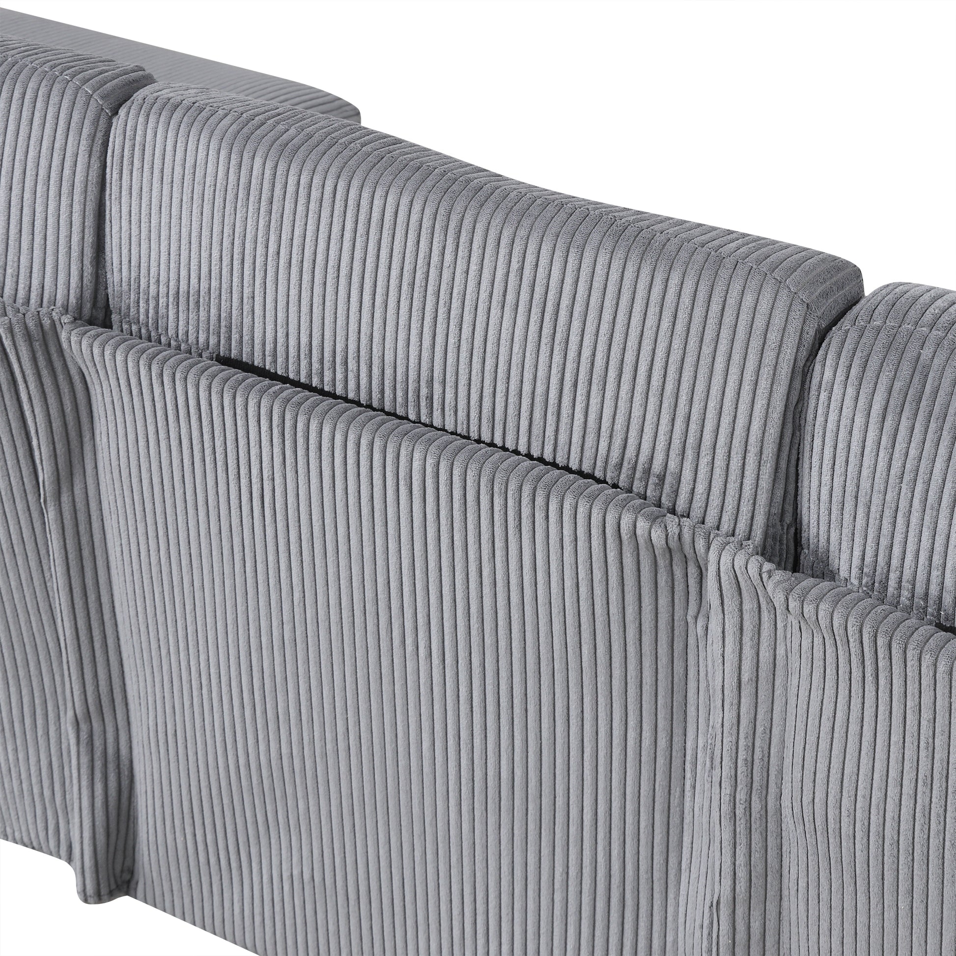 U Shaped Sponge Filled Cushion Combination Sofa, Suitable For Living Rooms, Studies, And Spacious Spaces Gray Polyester 4 Seat