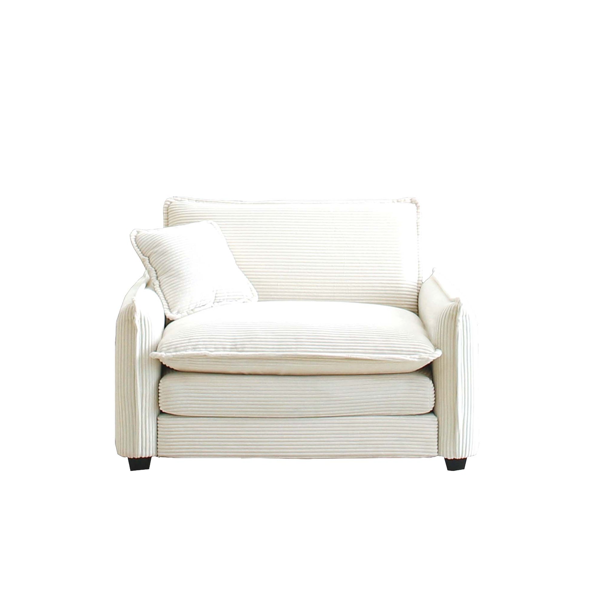 Comfortable Single Deep Seat Sofa With One Pillow, Suitable For Living Room And Bedroom, Club Multiple Occasions,Beige Corduroy Beige Corduroy 1 Seat