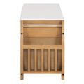 Retro Multifunctional Storage Bench With Cushion And Curved Side Panel For Entrance And Living Room Natural Natural Mdf