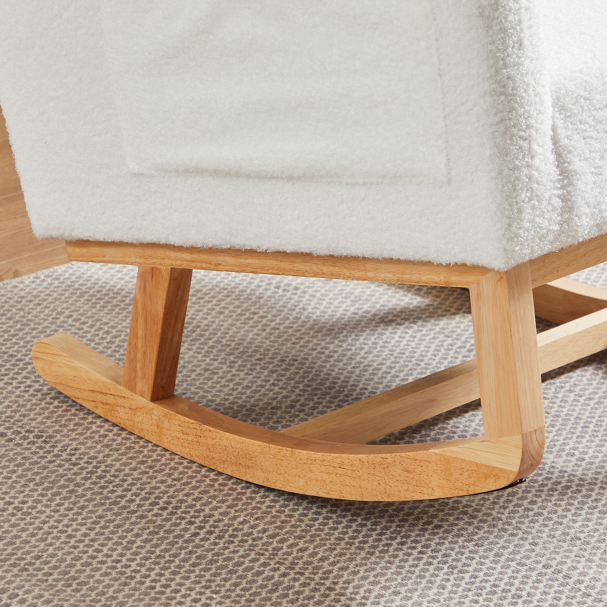 27.2"W Modern Accent High Backrest Living Room Lounge Arm Rocking Chair, Two Side Pocket Ivory Foam Fabric