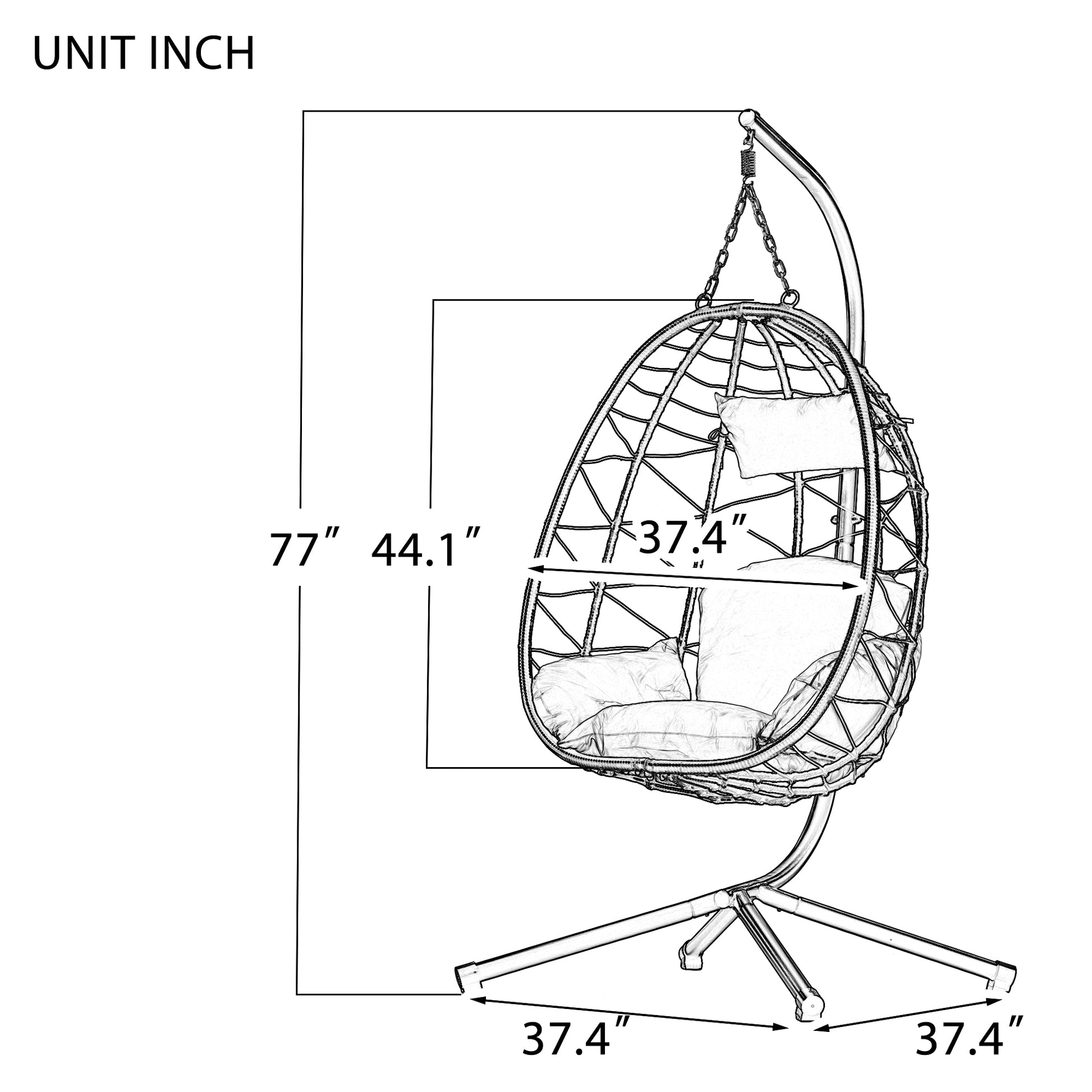 Egg Chair With Stand Indoor Outdoor Swing Chair Patio Wicker Hanging Egg Chair Hanging Basket Chair Hammock Chair With Stand For Bedroom Living Room Balcony Yes Sectional Light Gray Water Resistant