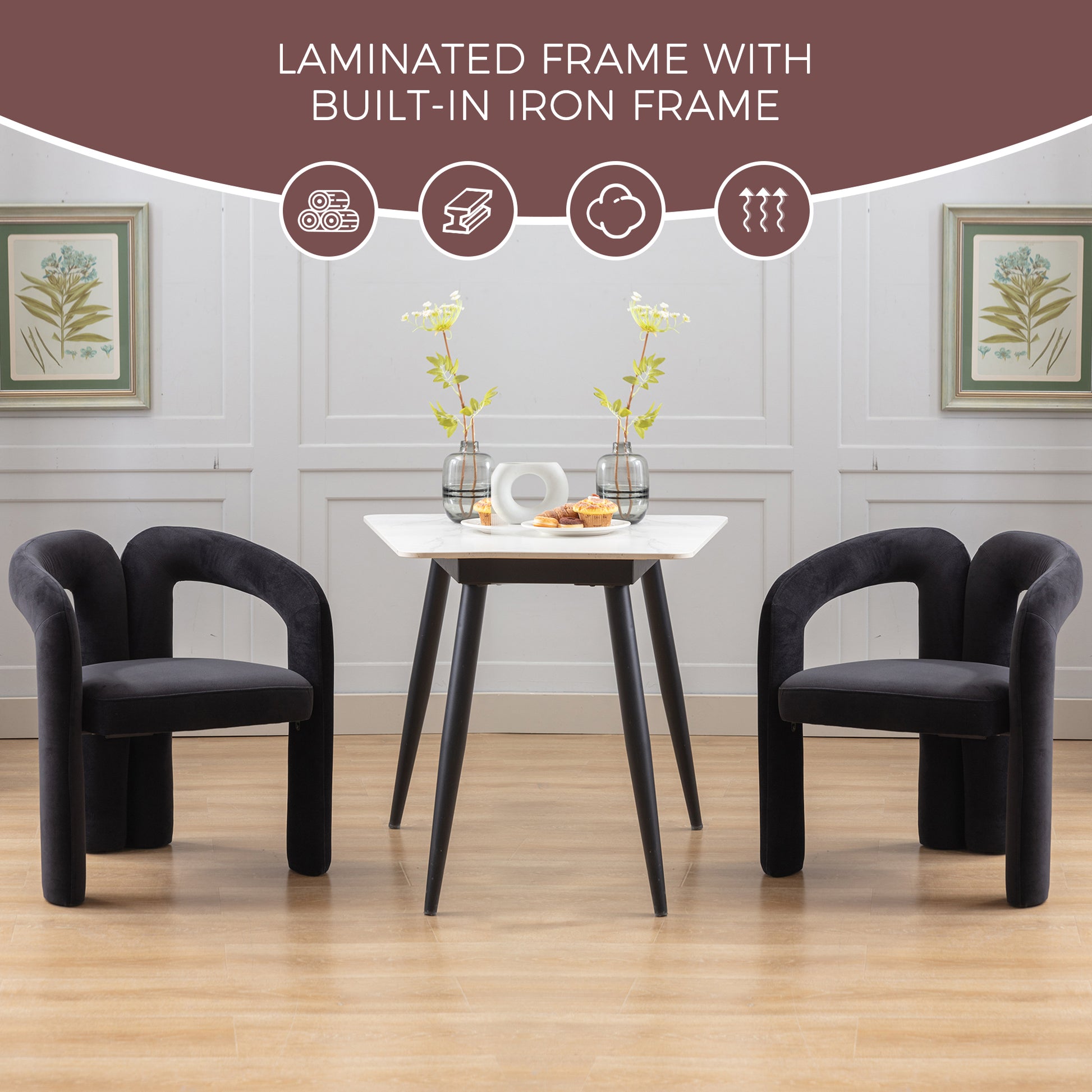 Coolmore Contemporary Designed Velvet Fabric Upholstered Accent Dining Chair Barrel Side Chairs Kitchen Armchair For Living Room Set Of 2 Black Velvet Black Foam Velvet