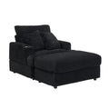 39 Inch Spring Upholstered Armchair And Ottoman Set Comfortable Single Sofa With Cup Holder And Corduroy Fabric, Perfect For Living Room Or Bedroom Black Corduroy 1 Seat
