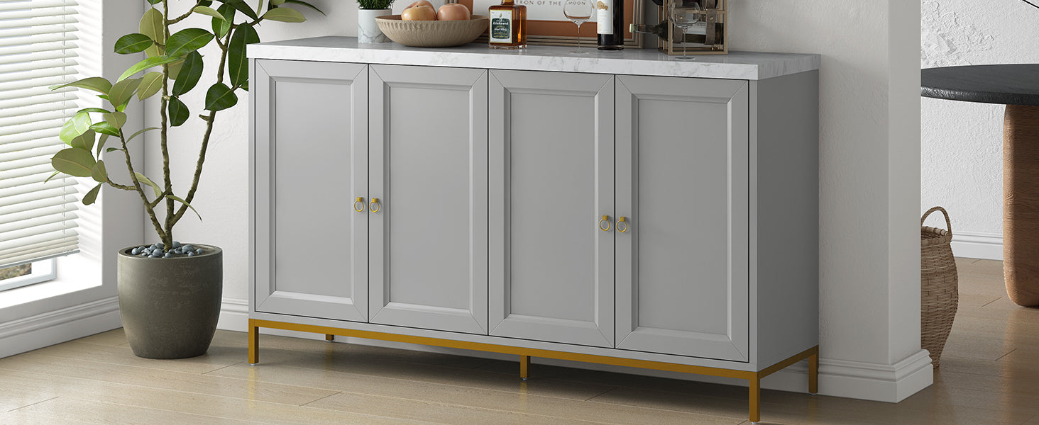 Modern Sideboard With Extra Large Storage Space With Metal Handles And Support Legs For Living Room And Dining Room Light Grey Light Gray Mdf