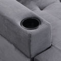 Sectional Sofa Set For Living Room With L Shape Chaise Lounge ,Cup Holder And Left Hand With Storage Chaise Modern 4 Seat Grey Grey Fabric 4 Seat
