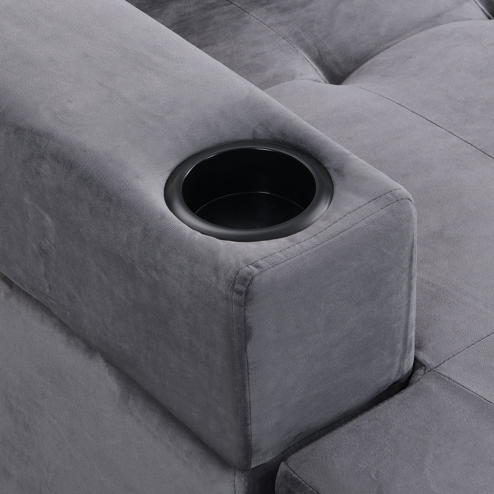 Sectional Sofa Set For Living Room With L Shape Chaise Lounge ,Cup Holder And Left Hand With Storage Chaise Modern 4 Seat Grey Grey Fabric 4 Seat