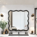 Solid Wood Wavy Square Mirror Black 36